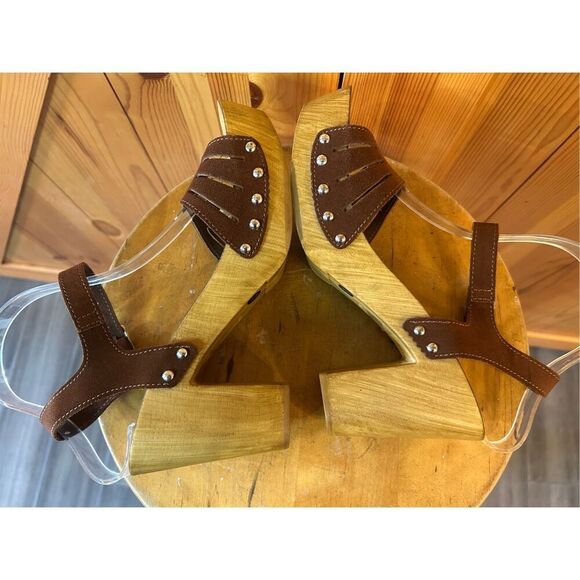 Charles David Dakota Suede Wood Block Heel In Brown Suede Size 8 - Picture 6 of 8
